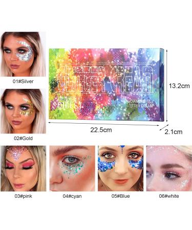  MKNZOME Glitter body gel 6 colors glitter liquid eyeshadow for face hair lips nails Halloween makeup accessories - Buy Online on GoSupps.com
