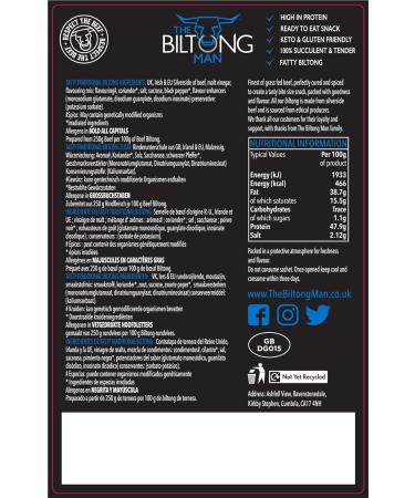 The Biltong Man | Tasty Traditional Fatty Beef Biltong | (500 Grams) 500 Grams - Buy Online on GoSupps.com