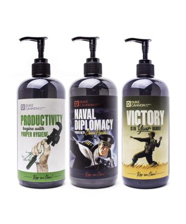 Duke Cannon Supply Co. Liquid Hand Soap Triple Play 3 Pack Variety Set 17 FL OZ. - Keep 'em Clean with Naval Diplomacy Victory and Productivity