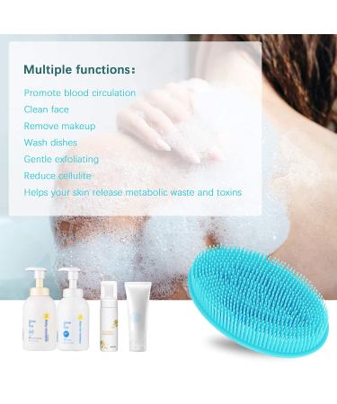 Silicone Body Scrubber 3pcs Set for Sensitive Skin - Exfoliating Brush for Shower, Bath, SPA Massage - Green, Purple, Cyan - Buy Online on GoSupps.com