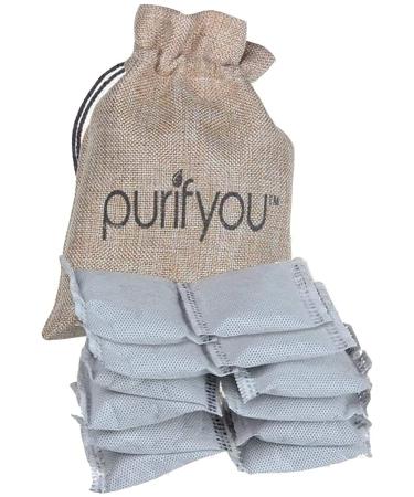 100% Natural Bamboo Charcoal Air Purifying Bag - Set of 12 Carbon Filters, Deodorizer Bags, Odor Absorber for Diaper Pail, Trash, Shoes, Closets, Cars, Fridge, Pets House, Kitchen, Home by purifyou