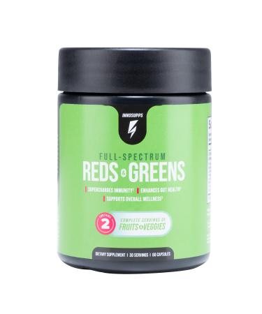 InnoSupps Full Spectrum Reds & Greens | PhytoServ 2 Servings of Fruits + Veggies Per Serving Spirulina Chlorella Antioxidants