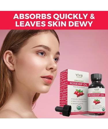 Viva Naturals Organic Rosehip Seed Oil (1 fl oz) - 100% Pure Cold Pressed Moisturizing Oil for Face, Hair, Skin & Nails | Non-GMO - Buy Online on GoSupps.com