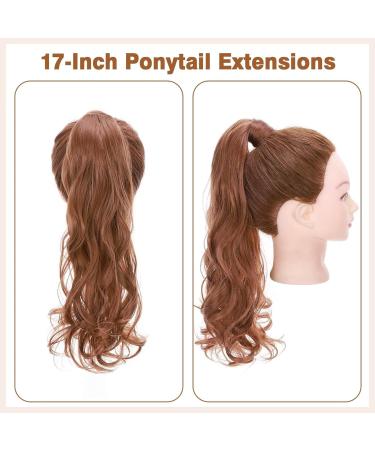 Tess Ponytail Extension | 40 cm Reddish Brown & Orange Wavy Braid | 90g Long Hair Extensions - Buy Online on GoSupps.com