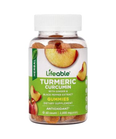 Lifeable Turmeric Curcumin Gummies Peach 60 Gummies