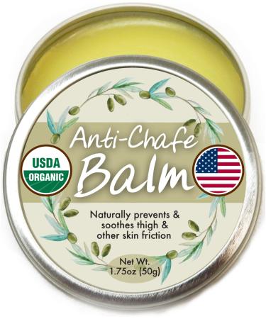 Organic Anti-Chafe Balm - 100% All Natural Anti Chafing Salve Prevents Blisters and Irritation - Moisturizes  Heals and Protect Skin Cream for Women and Men - Made in USA & USDA Certified