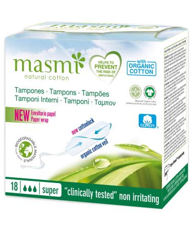 MASMI NATURAL COTTON Organic Tampons Super (18 pieces)