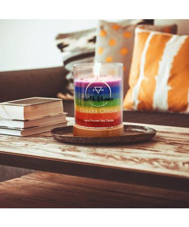 Rainbow Chakra Crystal Candle 14 oz | Healing Candles with Crystals for Positive Energy & Cleansing | Spiritual Candles - Citronella Scent - Buy Online on GoSupps.com