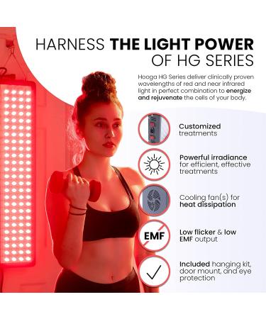 Hooga Red Light Therapy Device for Face & Body - 60 Clinical Grade LEDs, High Power Output Panel - Improve Sleep, Pain Relief, Skin Health, Anti-Aging, Energy & Recovery - Buy Online on GoSupps.com