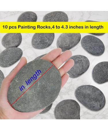 Lulonpon 10-Piece Extra Large Painting Rocks - Smooth Bulk Flat Rocks for Kids - 4-4.3 Inches Gray-Middle - Arts and Crafts Supplies - Buy Online on GoSupps.com