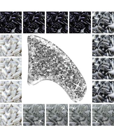 zetpo 80 pcs Cat Claw Covers | Cat Nail Caps | with Adhesives and Applicators S Black, Silver, Silver Glitter, White