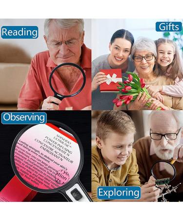 3 X & 10X Magnifying Glass with 3 LED Light LED Lighted Reading Magnifier for Hobbyists AMD- Reading Fine Print Seniors Magnifying Glass with Light Small Gift - Buy Online on GoSupps.com