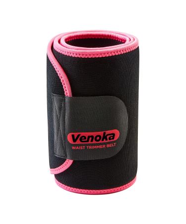Venoka belly belt made of neoprene adjustable for women/men belt to support the lumbar spine/waist/back for losing weight and sweating pink 110 x 23 cm