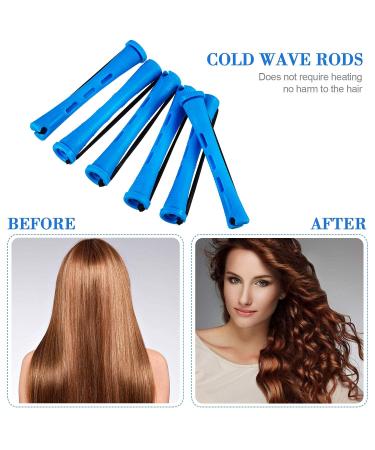 48 Piece Hair Perm Rods Set with Rat Tail Comb - 0.35 Inch Blue Cold Wave Curlers for Hairdressing Styling - Buy Online on GoSupps.com