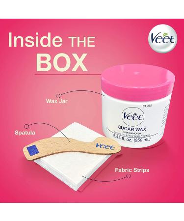 VEET Sugar Wax Hair Remover Kit - Ideal for Beginners - Includes 12 Fabric Strips and 1 Spatula - Buy Online on GoSupps.com