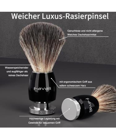 Favali 4-in-1 Shaving Brush Set - Stainless Steel Chrome Razor Brush & Bowl - Perfect Wet Shaving for Men - International Shipping Available - Buy Online on GoSupps.com