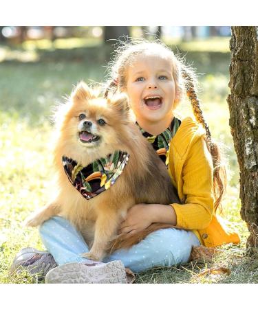 Multi-Colored Dog & Cat Triangle Scarf - Tropical Birds & Leaves - 2-Piece Set for All Sizes - Buy Online on GoSupps.com
