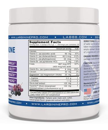 L-ARGININE PRO 2-Pack Grape and Raspberry Jars (60 Servings) That are Great Tasting! | Blood Flow | Pre-Workout Drink | with Vitamins C B6 B12 K & More - Buy Online on GoSupps.com