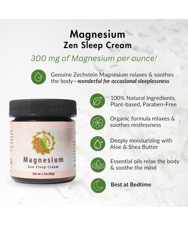 Magnesium Zen Sleep Cream - Deep Relaxation Muscle Relief Natural Ingredients - Non-Greasy & Cruelty-Free (1.7 oz - Buy Online on GoSupps.com