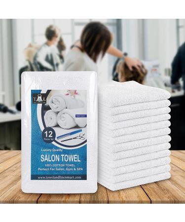 12 Pack White Salon Towels - 16 x 27 Inches - Highly Absorbent for Hand, Salon, Gym, Spa - Not Bleach Proof - Ideal for Beauty and Home Hair Care - Buy Online on GoSupps.com