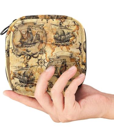 Vintage Sailing Pirates Treasure Painted Ladies Storage Bag - Portable Menstrual Cup Holder for Women & Teen Girls - Buy Online on GoSupps.com