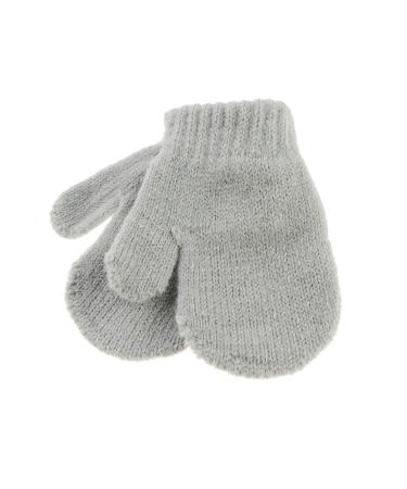 Cute Baby Girls Boys Gender Neutral Toddler Babies Childrens Kids Warm Winter Knit Knitted Magic Stay On Mitts Outdoor Autumn Shower Christmas Gift Fluffy Mittens Gloves 0 3 Months (Newborn Grey)