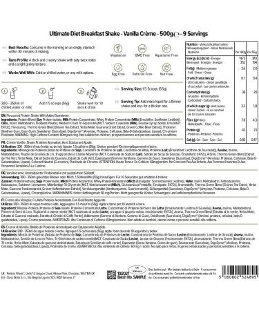 Protein Works - Ultimate Diet Breakfast Shake | High Protein 230 Calorie Breakfast | Low Calorie Breakfast Shake | Protein Meal Replacement | 9 Servings | Vanilla Cr me 500g - Buy Online on GoSupps.com
