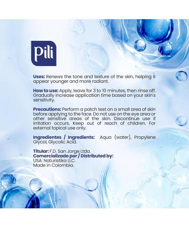 Pili Glycolic Acid 10% Concentration - | Skin Brightening Smoothing Exfoliating Serum | with AHA for Collagen and cell renewal Boost | 1 fl. oz bottle - Buy Online on GoSupps.com