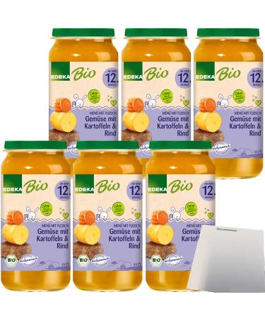 Edeka organic baby food vegetables with potatoes & beef from 12 months (6x250g jar) + usy block