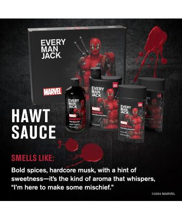Every Man Jack Deadpool Body Set - Perfect for Every Guy & Marvel-Lover - Bath and Body Marvel Gift Set with Clean Ingredients & Incredible Scents - Includes Body Wash Shampoo & Deodorant 2-Pack Hawt Sauce - Buy Online on GoSupps.com
