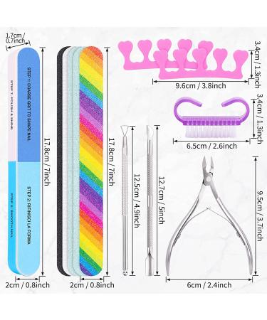 MELLIEX Nail File and Buffer Manicure Kit 12-Pack - Cuticle Trimmer, Nippers, Pusher, Brush, Toe Separator - Nail Care Set for Natural and Acrylic Nails (Multi-Colored) - Buy Online on GoSupps.com