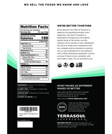 Terrasoul Superfoods Organic Tri-Colored Quinoa 4 Lbs - Premium Quality Quinoa Blend - Buy Online on GoSupps.com