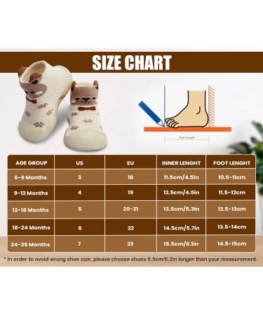 Dookeh Baby Shoes - Non-Slip Soft Sole Sneakers for Toddler Boys and Girls 9-12 Months - Brown - Buy Online on GoSupps.com
