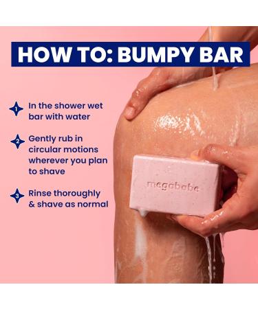 Megababe Bumpy Bar | Pre-Shave Exfoliating Scrub | with Shea Butter Strawberry Fruit Extract & Ceramides | 4.5 oz - Buy Online on GoSupps.com