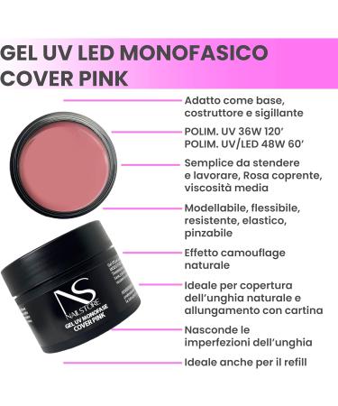  Nail Store NAILSTORE - Monophasic UV/LED Builder Gel Cover Pink - Medium Density - Self-Leveling - Camouflage - Easy to File - Suitable for Refilling and Stretching with a Card - Buy Online on GoSupps.com