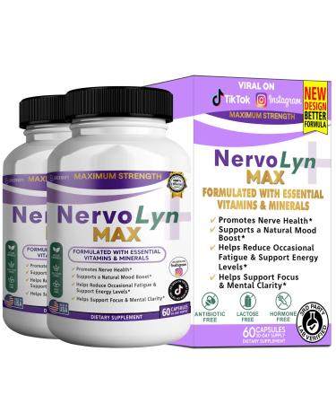 GREENVIFY NervoLyn Max Maximum Strength Nerve Support Supplement 60 Capsules with Vitamin B Complex Vegan Gluten Free Non-GMO 30 Day Supply (2)