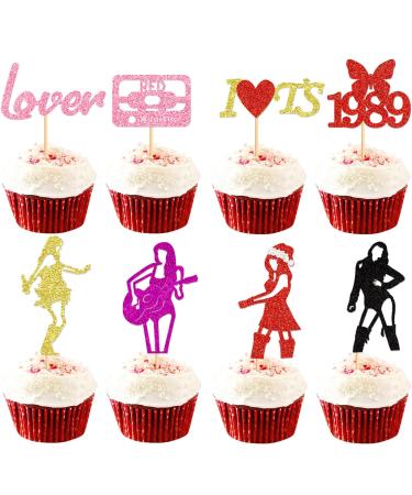 Keaziu 32PCS Music Singer Cupcake Toppers Popular Singer Cupcake Picks for Dance and I Love TS Legend Since 1989 Theme Party Birthday Party Decoration Supplies for Boys and Girls Singer 32