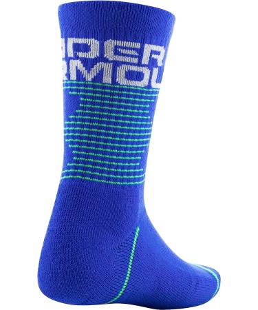 Under Armour Youth Phenom Crew Socks 3-Pack - Versa Blue Assorted (Medium) - Buy Online on GoSupps.com