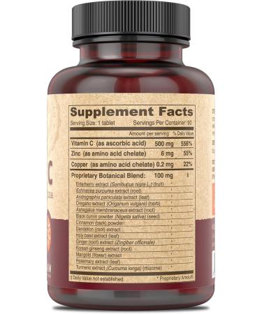DEVA Vegan Vitamin C 500 MG with Elderberry Echinacea Zinc & More Vegan & No Animal Ingredients 90 Tablets 1-Pack 90 Count (Pack of 1) - Buy Online on GoSupps.com