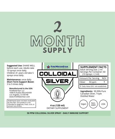 Colloidal Silver Spray 4 oz - 50 ppm Ionic Silver for Daily Immune Support - Buy Online on GoSupps.com