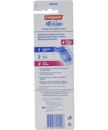 Colgate Total All-Round Cleaning Toothbrush 1+1 Medium - Pack of 3 (6 Pieces) | International Shipping Available - Buy Online on GoSupps.com