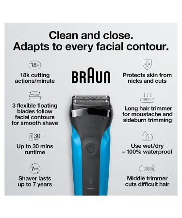 Braun Series 3 310s Electric Foil Shaver for Men | Rechargeable Wet & Dry Shaver - Buy Online on GoSupps.com
