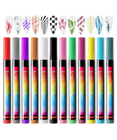 Pens Set - 12 Colors 3d Graffiti Pens Nail Paint Water-Based Gel Polish Pens For Colorful Nail Decoration Tools Painting Pens For