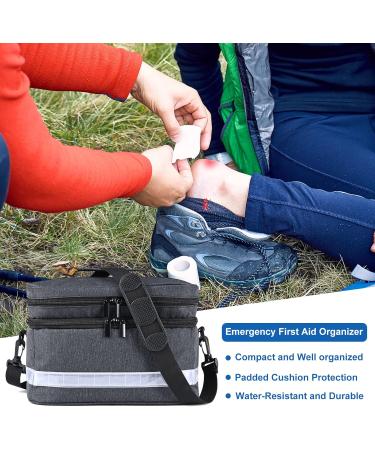 Portable Medication Organizer Storage Bag - Travel Pill Bottle Holder with Strap - Family First Aid Box (Grey - Buy Online on GoSupps.com