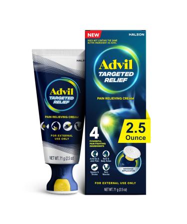 Advil Targeted Relief Pain Relieving Cream with Massage Applicator Up to 8 Hours of Powerful Relief of Minor Arthritis Pain Joint Pain Lower Back Pain and Muscle Pain 2.5 oz