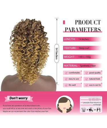 14 Deep Curly Drawstring Ponytail Extension for Black Women - Afro Kinky Curly Synthetic Hair Piece with Clips | T33/27 Ombre Blonde | 14 Inch - Buy Online on GoSupps.com