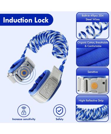 Lehoo Castle 1.5M Toddler Wrist Reins - Dark Blue Safety Wrist Strap with Induction Lock - Anti Lost Toddler Walking Harness - Buy Online on GoSupps.com