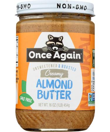 Once Again Natural Creamy Roasted Almond Butter - Unsweetened & Salt-Free - 16 oz - Buy Online on GoSupps.com
