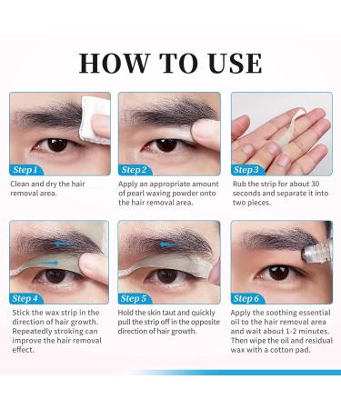Beauty7 Eyebrow Wax Strips for Men - Sensitive Skin Hair Removal with Pearl Powder & Essential Oil - 20 Pieces - Buy Online on GoSupps.com