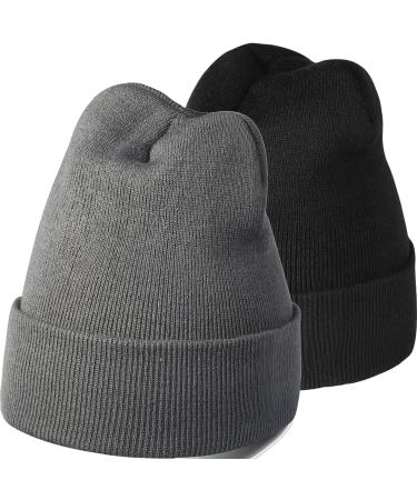 RUN BRAIN GO Beanie Winter Hats - Men & Women Knitted Cap (4 Pack/2 Pack) - Black & Light Gray - Buy Online on GoSupps.com